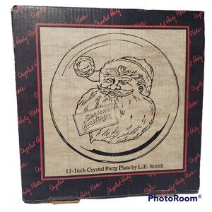 L.E. Smith Crystal Party Serving Plate 13 in Santa Claus Christmas Vintage USA
